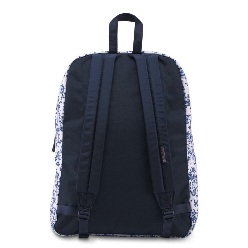 1 Left! NWT JANSPORT Floral Backpack Blue & White - Picture 4 of 8